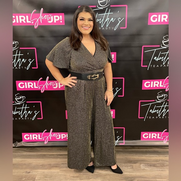 Shimmer Black and Gold Jumpsuit Torrid - SZ 12/14W - Picture 1 of 6